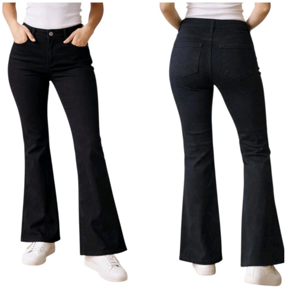 Industry Republic Clothing Women Black Jeans Flare Leg High Rise Stretch Size 29
